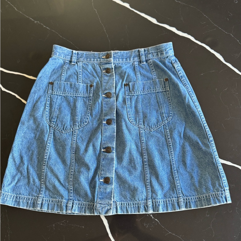 Vintage‎ Liz Wear Denim Button-Front Skirt